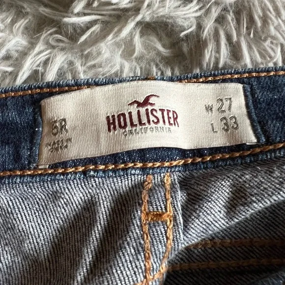 Like new Hollister boot cut flare dark wash distressed denim - Picture 3 of 4